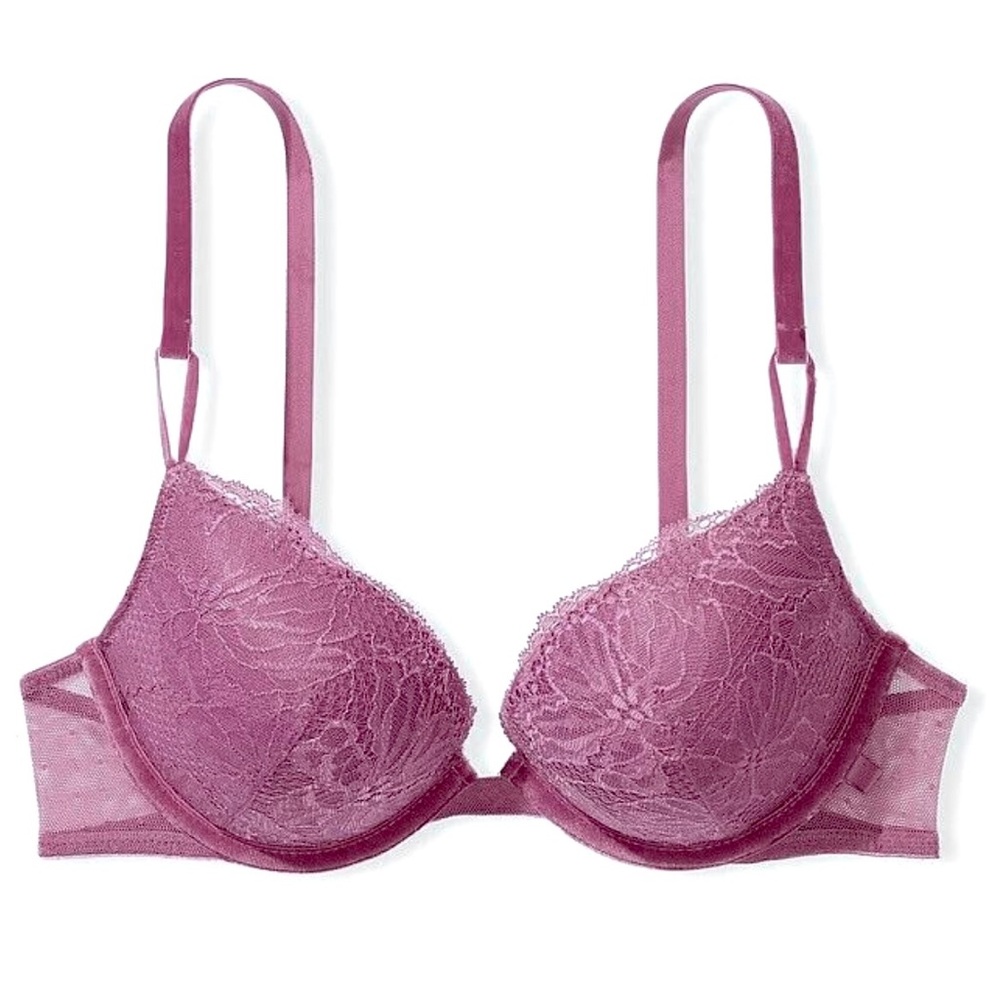 Victoria's Secret Purple Lace and Velvet Underwire Push-up Bra